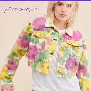 Free People Multicolor Tie-Dye Cropped Jacket